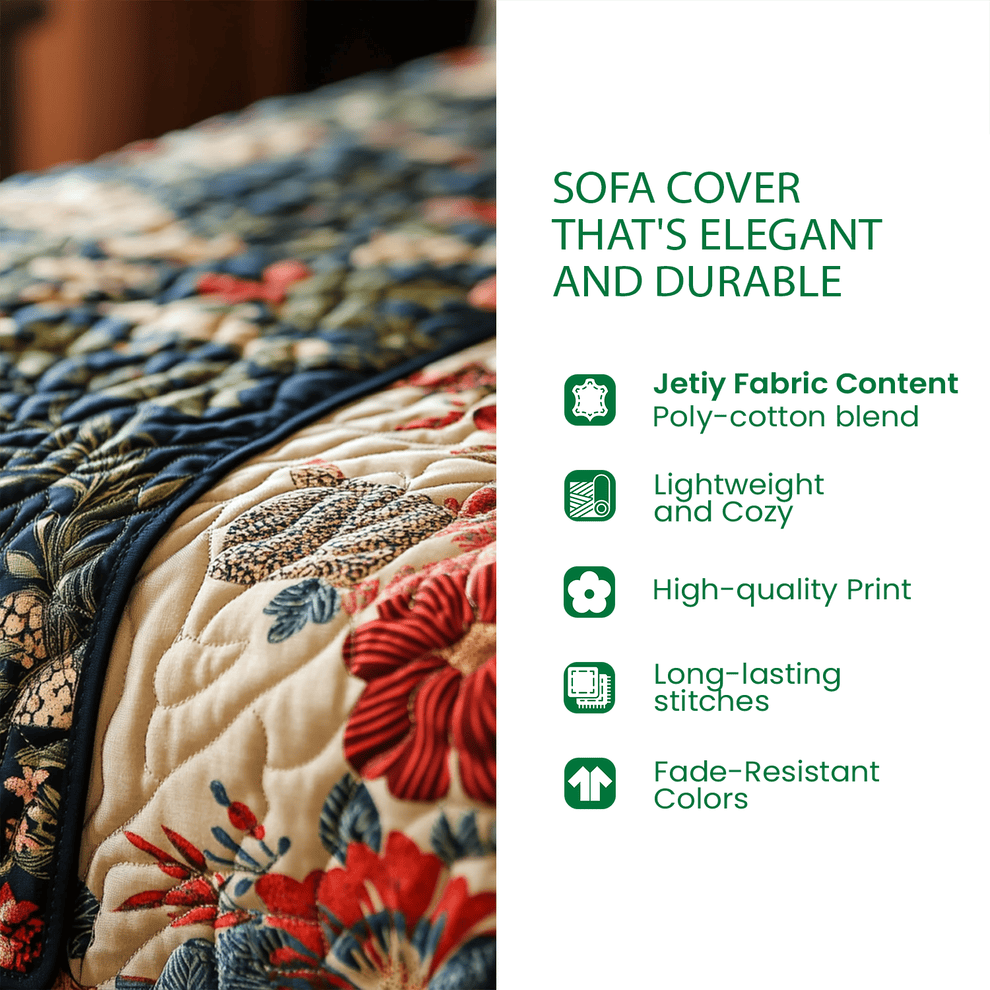 Patchwork Bloom Quilted Couch Cover Washable Sofa Slipcover For Cats New Home Gift Ideas – Trendwearapparel